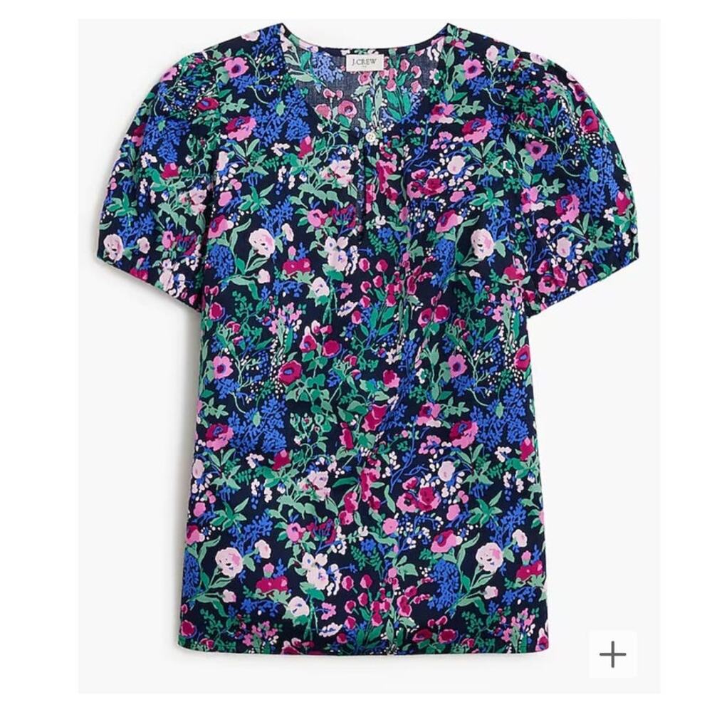 J. Crew Floral Blouse - Blue and Pink